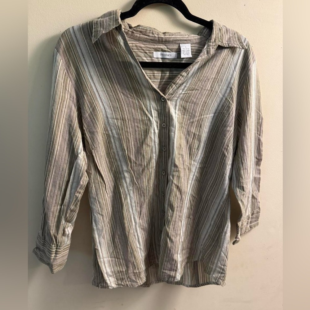 Striped Button-Up Western Blouse